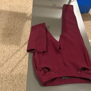 Burgundy Pants with Zipper Details